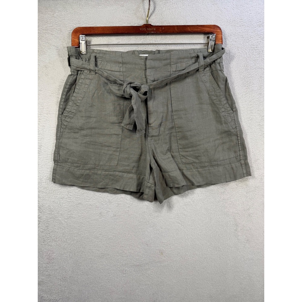 Joie 100% Linen Shorts Women's‎ 10 Green Paperbag Waist Tie Utility Resort